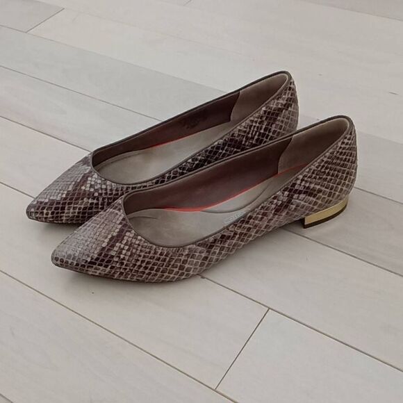 Rockport Women's Adelyn SnakeSkin Ballet Flat Tan Size 9 - Picture 1 of 7